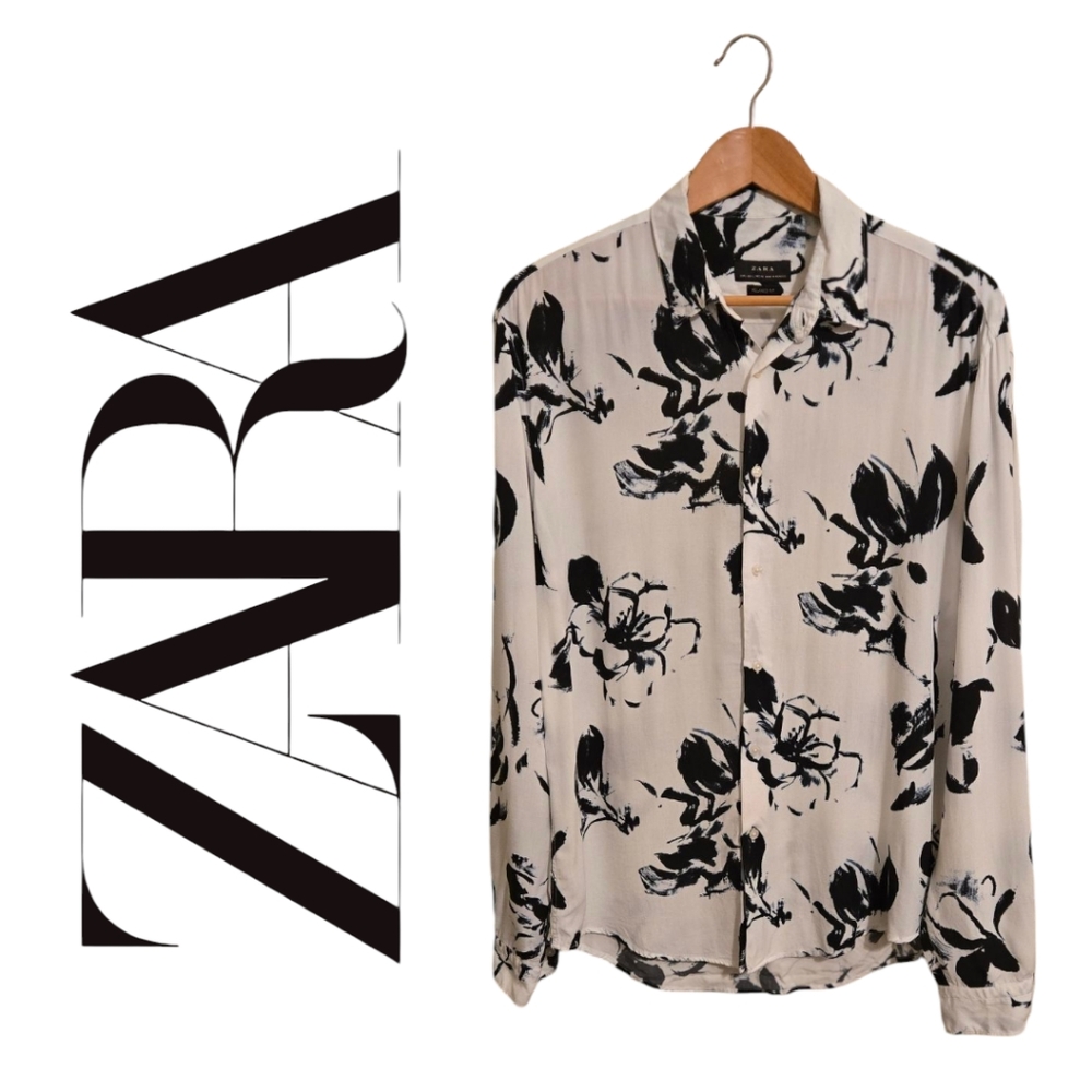 Zara Relaxed Fit Long Sleeve Blouse Size Large